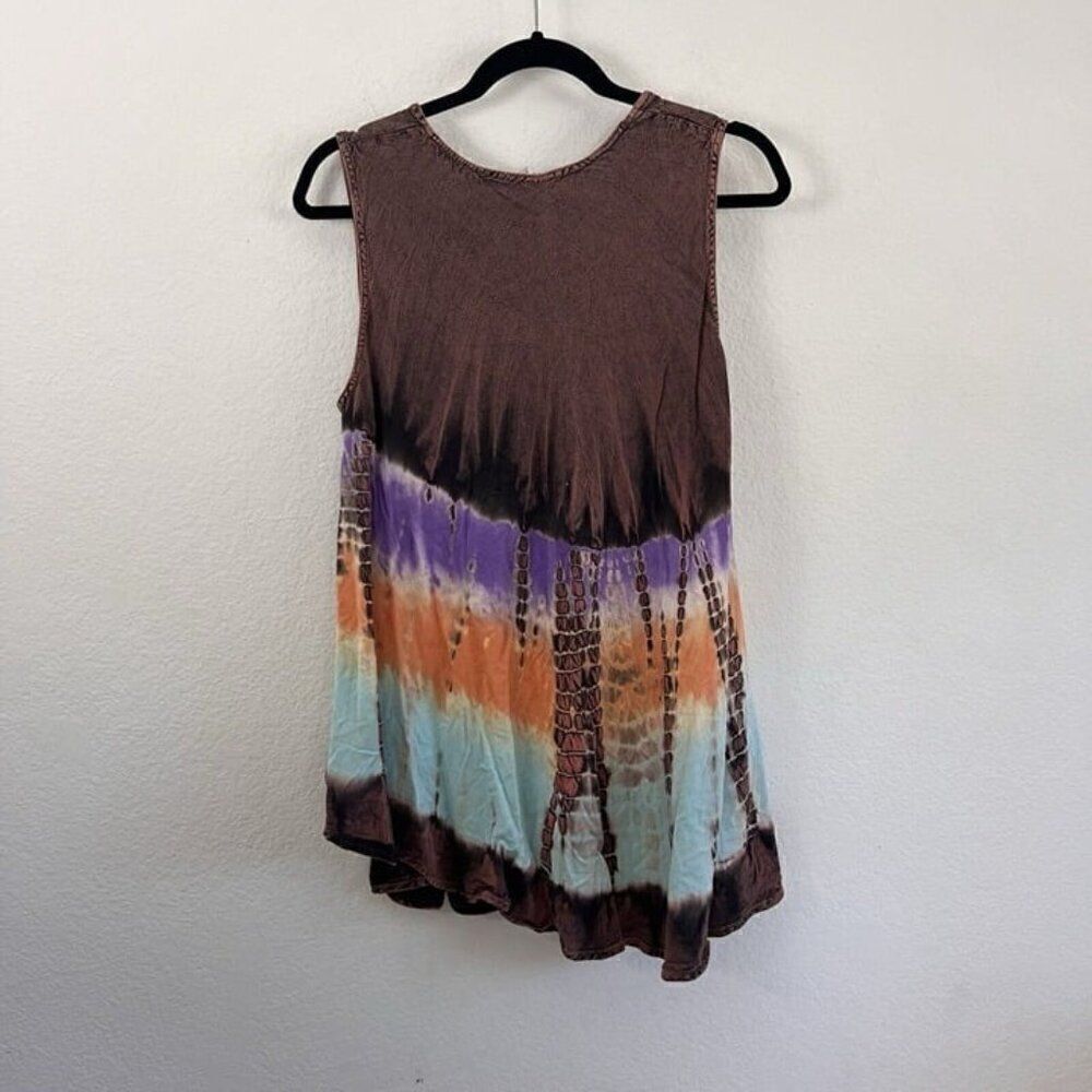Vintage Womens Cotton Sleeveless Tie Dye Boho Summer Tank Top Blouse One Size - Picture 2 of 11